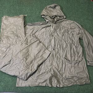 Vintage World Famous Rain Suit Jacket Pants Green Hooded Medium Taiwan
